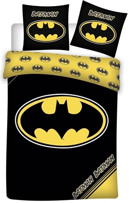 Batman sengetøj 140x200 cm - Sengesæt med stort logo - 2 i 1 design - 100% bomuld